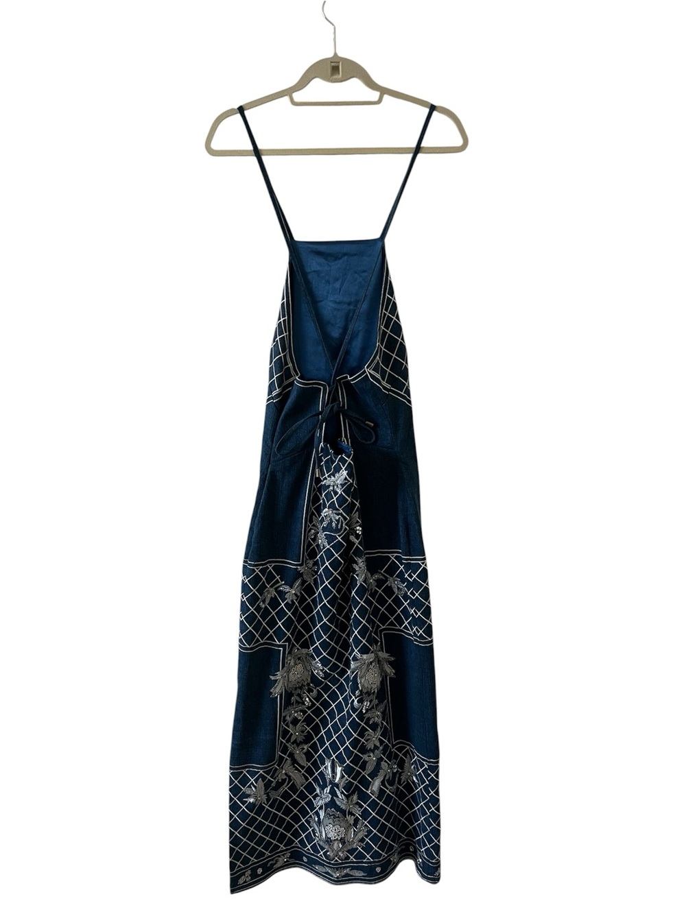 NWT Karen Millen Beaded Embellished Denim Woven Halter Midi Dress US 6 - Picture 12 of 16